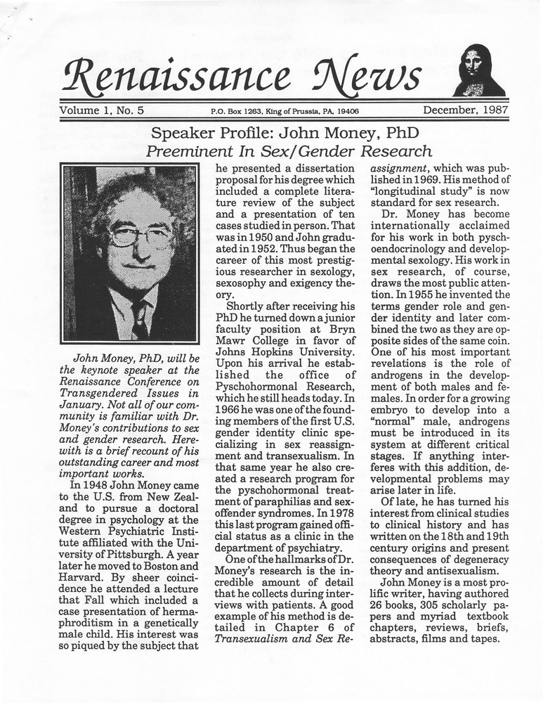 Download the full-sized PDF of Renaissance News, Vol. 1 No. 5 (December, 1987)
