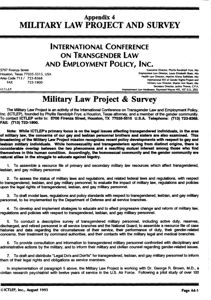 Download the full-sized PDF of Appendix 4: Military Law Project and Survey