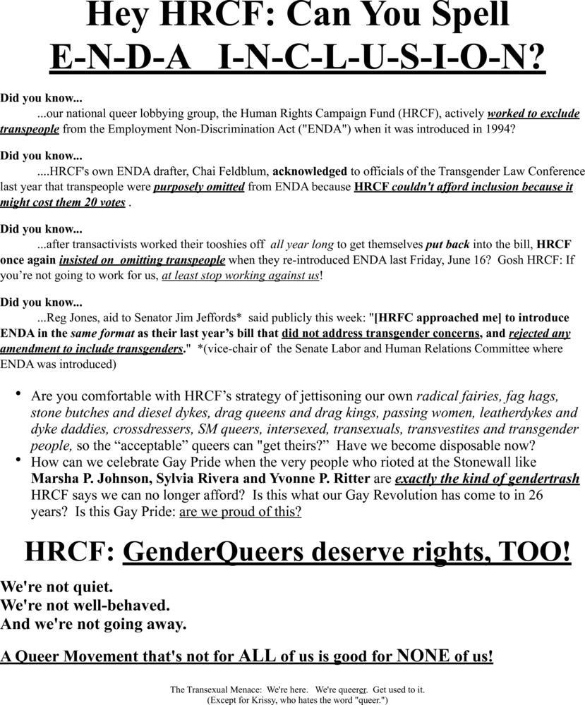 Download the full-sized PDF of HRCF: GenderQueers Deserve Rights, Too! Flyer