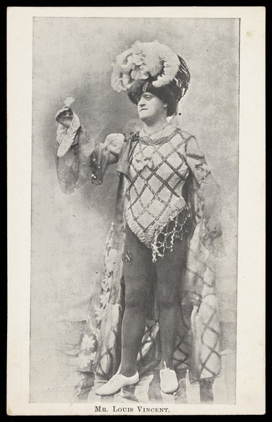 Download the full-sized image of Louis Vincent in drag holding a drinking glass. Process print, ca. 1905-1910.