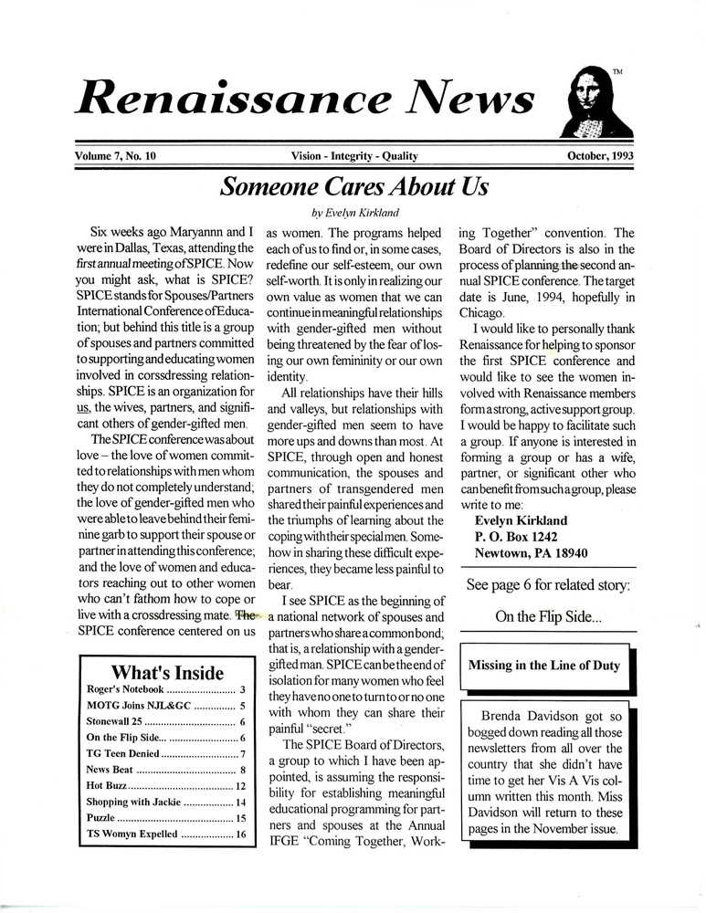 Download the full-sized PDF of Renaissance News, Vol 7. No. 10 (October 1993)