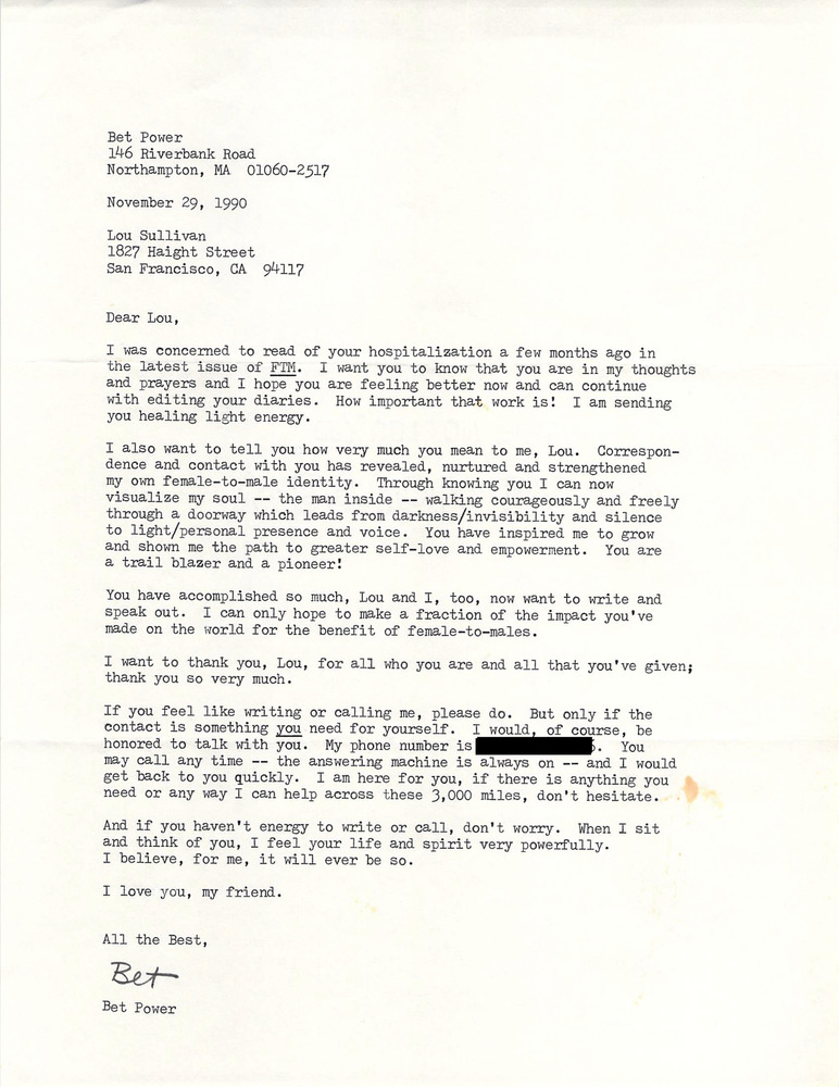 Download the full-sized PDF of Letter from Bet Power to Lou Sullivan (November 29, 1990)