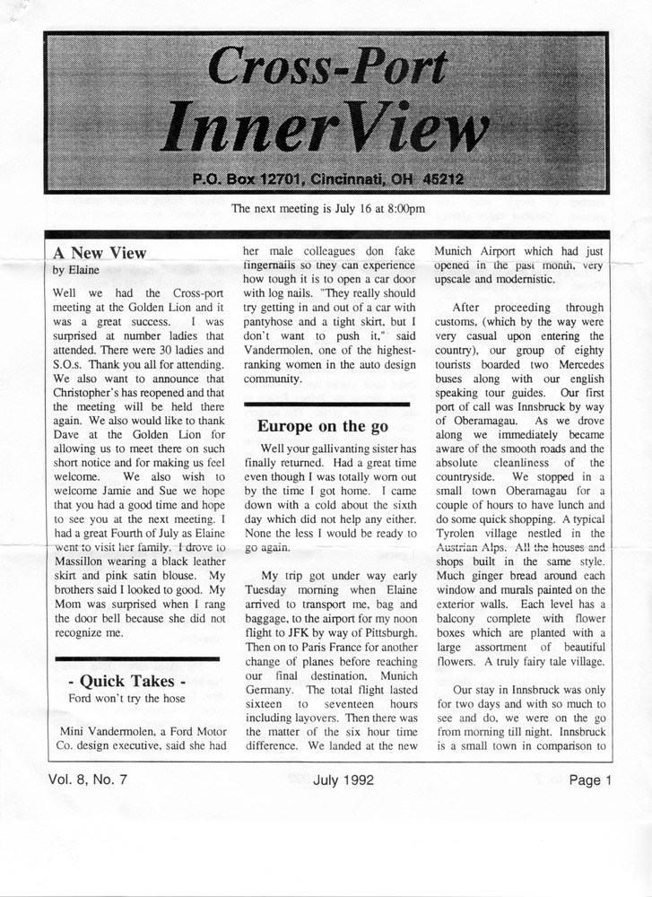 Download the full-sized PDF of Cross-Port InnerView, Vol. 8 No. 7 (July, 1992)