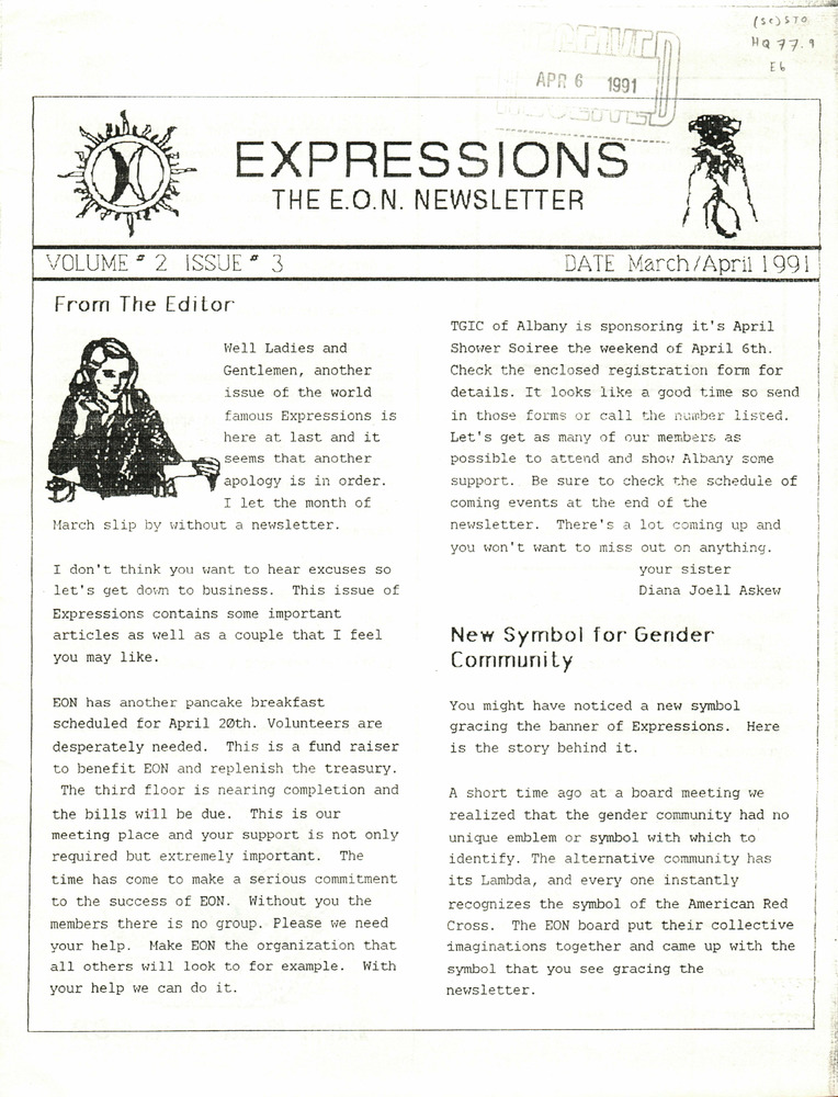 Download the full-sized PDF of Expressions: The EON Newsletter Vol. 2 Issue 3 (March/April, 1991)