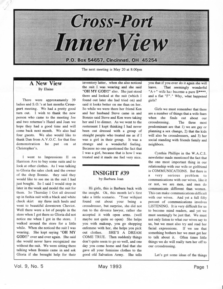 Download the full-sized PDF of Cross-Port InnerView, Vol. 9 No. 5 (May, 1993)