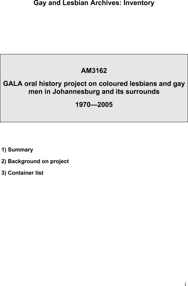 Download the full-sized PDF of Oral history project on coloured lesbians and gay men in Johannesburg and its surrounds (2005)