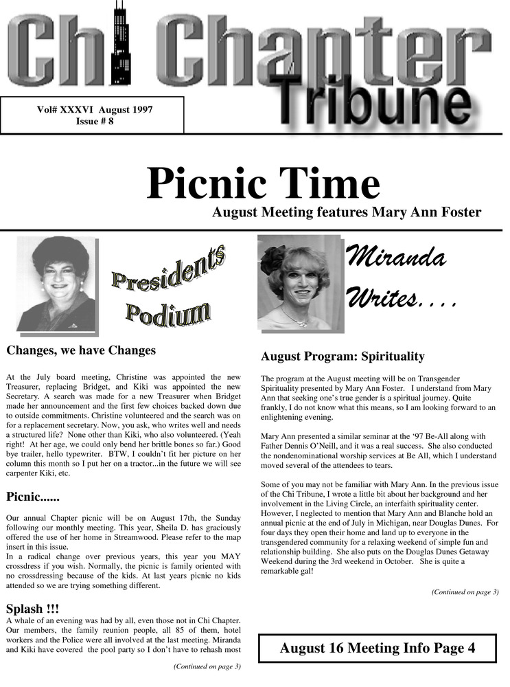 Download the full-sized PDF of Chi Chapter Tribune Vol. 36 Iss. 08 (August, 1997)