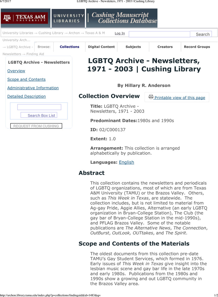 Download the full-sized PDF of LGBTQ Archive - Newsletters, 1971 - 2003