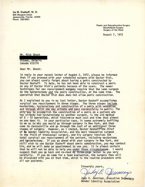 Download the full-sized image of Letter from Judy Jennings to Rupert Raj (August 7, 1972)