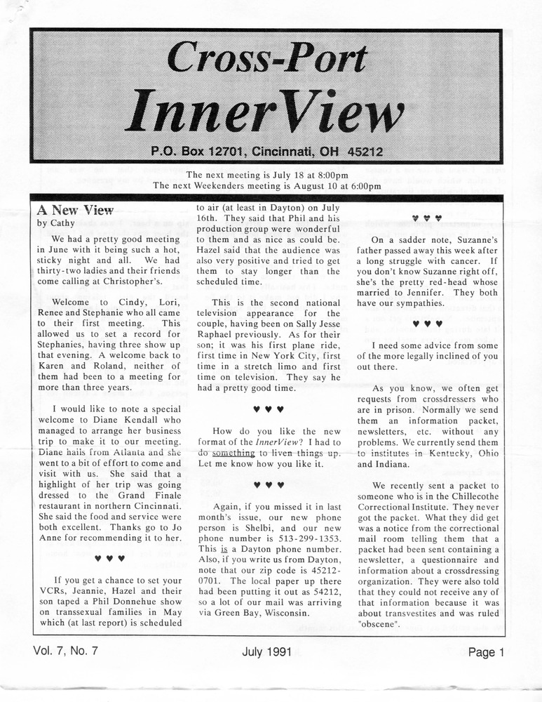 Download the full-sized PDF of Cross-Port InnerView, Vol. 7 No. 7 (July, 1991)