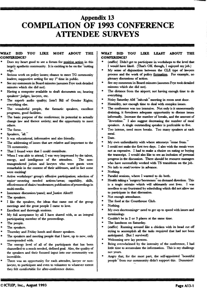 Download the full-sized PDF of Appendix 13: Compilation of 1993 Conference Attendee Surveys
