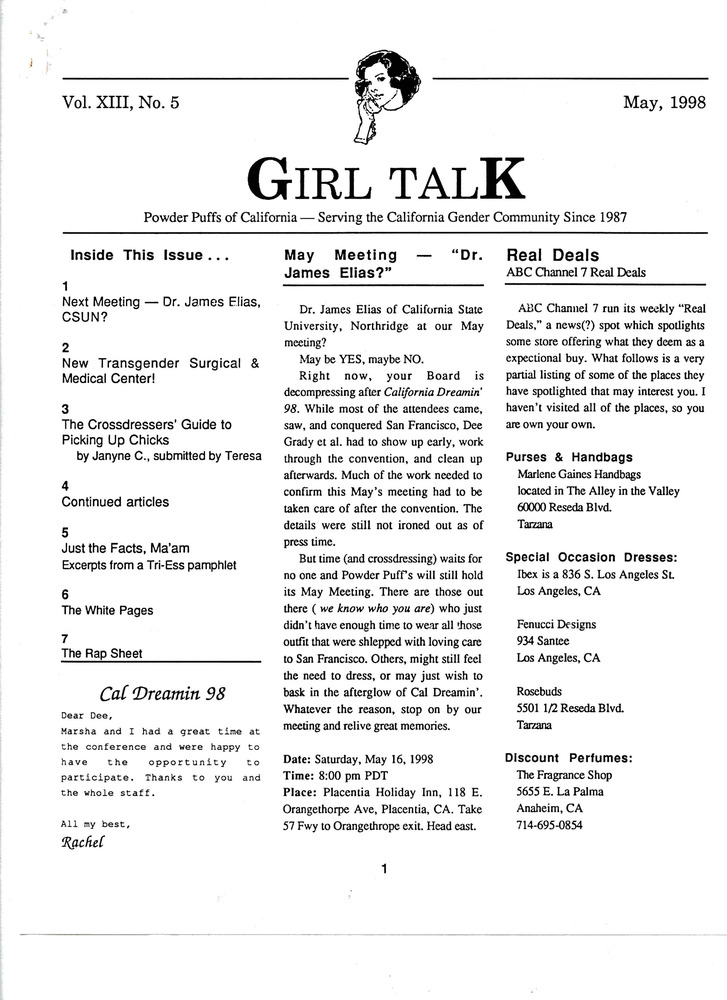 Download the full-sized PDF of Girl Talk, Vol. 13 No.5 (May, 1998)