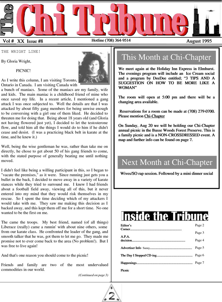 Download the full-sized PDF of The Chi Tribune Vol. 20 Iss. 08 (August, 1995)