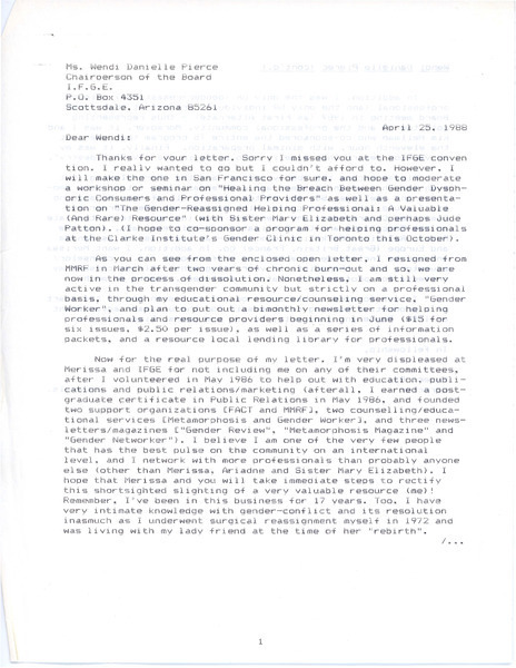 Download the full-sized image of Letter from Rupert Raj to Wendi Danielle Pierce (April 25, 1988)