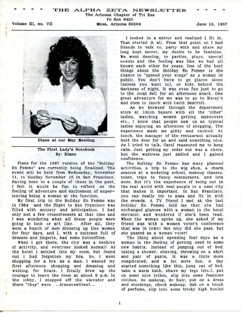 Download the full-sized PDF of The Alpha Zeta Newsletter Vol. 3 No. 7 (June 15, 1987)