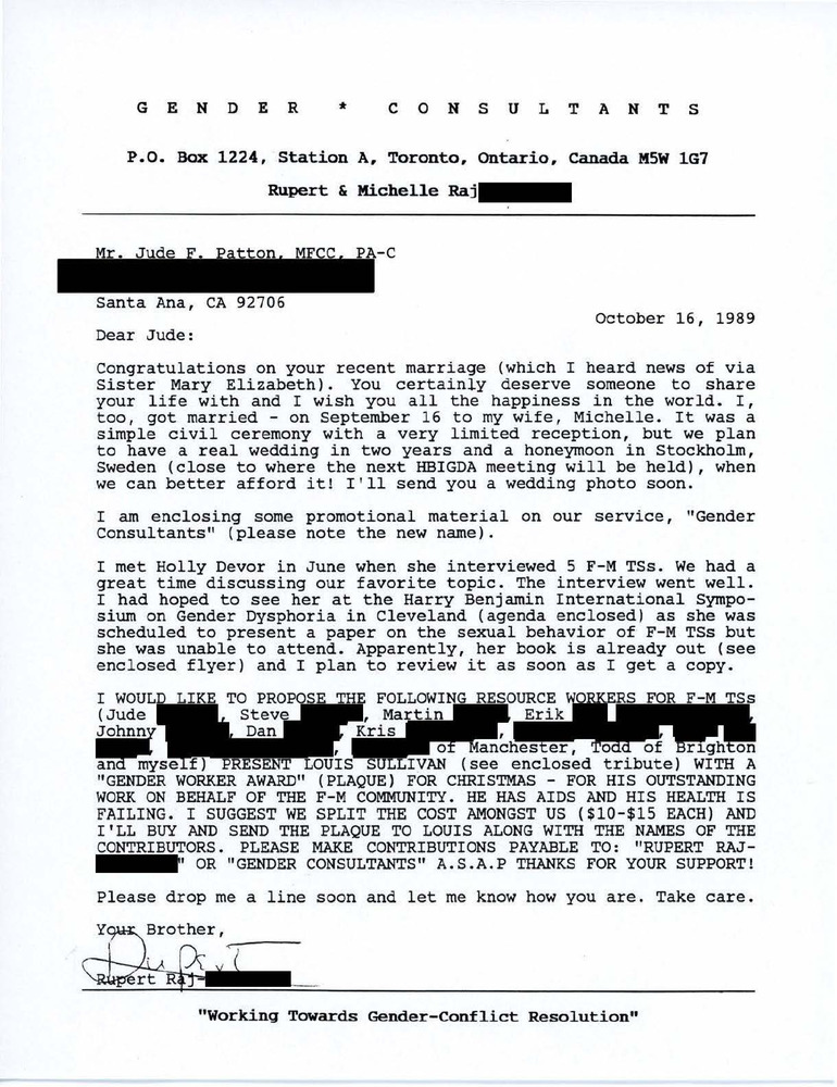 Download the full-sized PDF of Letter from Rupert Raj to Jude F. Patton (October 16, 1989)