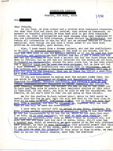 Download the full-sized image of Letter from Angelo Tornabene to Friends (1974)