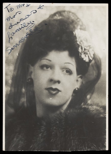 Download the full-sized image of An actor in drag. Photograph, 194-.