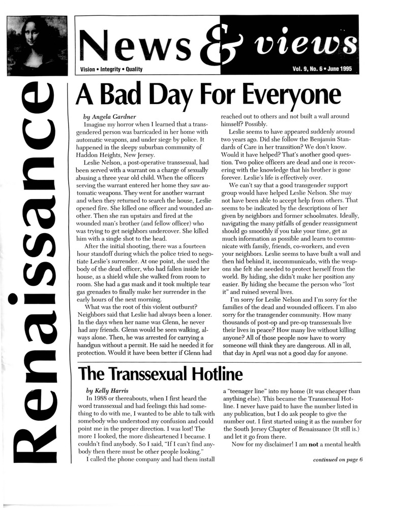 Download the full-sized PDF of Renaissance News & Views, Vol. 9 No. 6 (June 1995) 