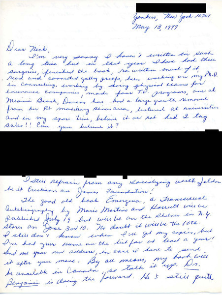 Download the full-sized image of Letter from Dr. Angelo (Mario) Tornabene to Rupert Raj (May 13, 1977)