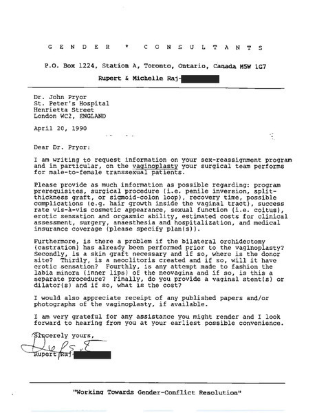 Download the full-sized PDF of Letter from Rupert Raj to Dr. John Pryor (April 20, 1990)