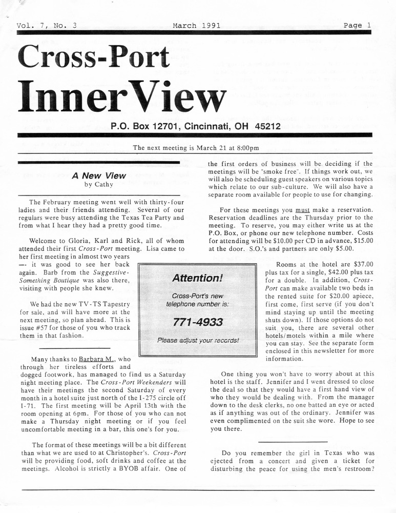 Download the full-sized PDF of Cross-Port InnerView, Vol. 7 No. 3 (March, 1991)