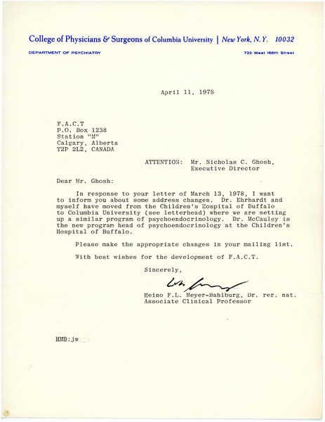 Download the full-sized image of Letter from Heino Meyer-Bahlburg to Rupert Raj (April 11, 1978)