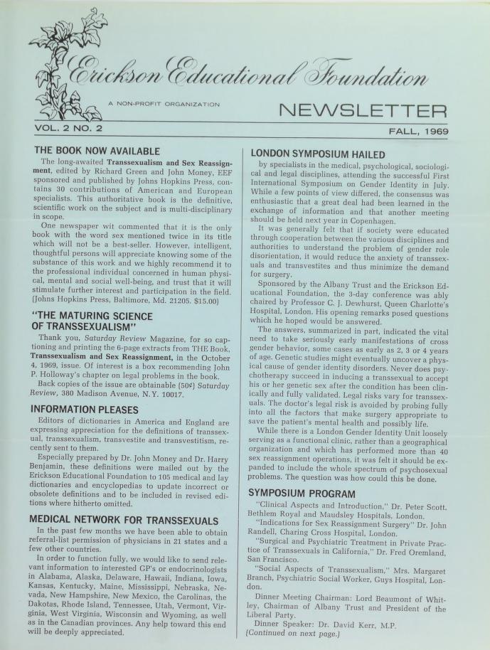 Download the full-sized image of Erickson Educational Foundation Newsletter, Vol. 2 No. 2 (Fall, 1969)