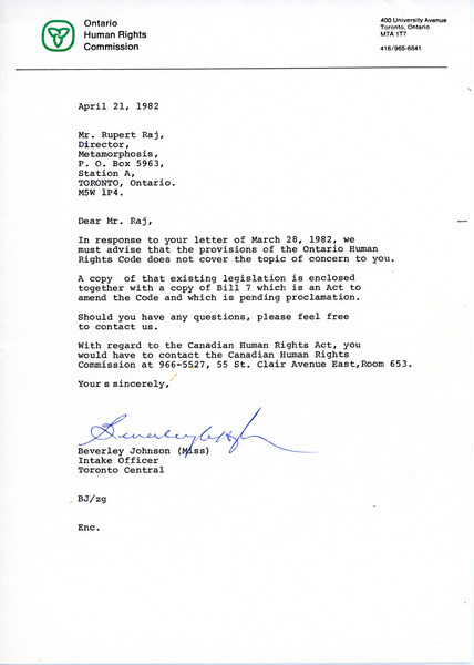 Download the full-sized image of Letters to Rupert Raj about Legal Name Changes (1982, 1986)