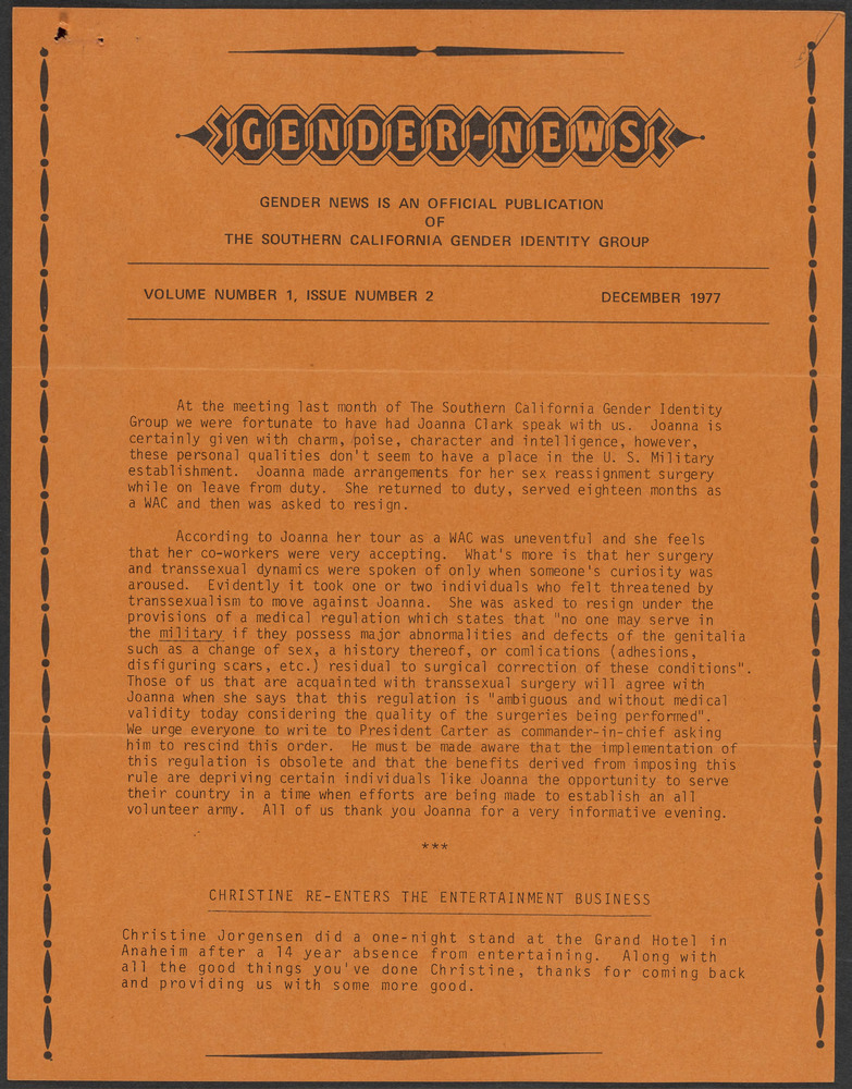 Download the full-sized PDF of Gender News Vol. 1, Issue 2