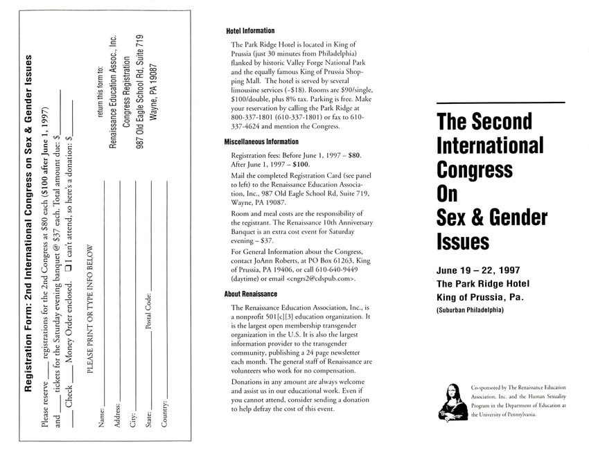 Download the full-sized PDF of Brochure for the Second International Congress on Sex and Gender Issues (June 19-22, 1997)