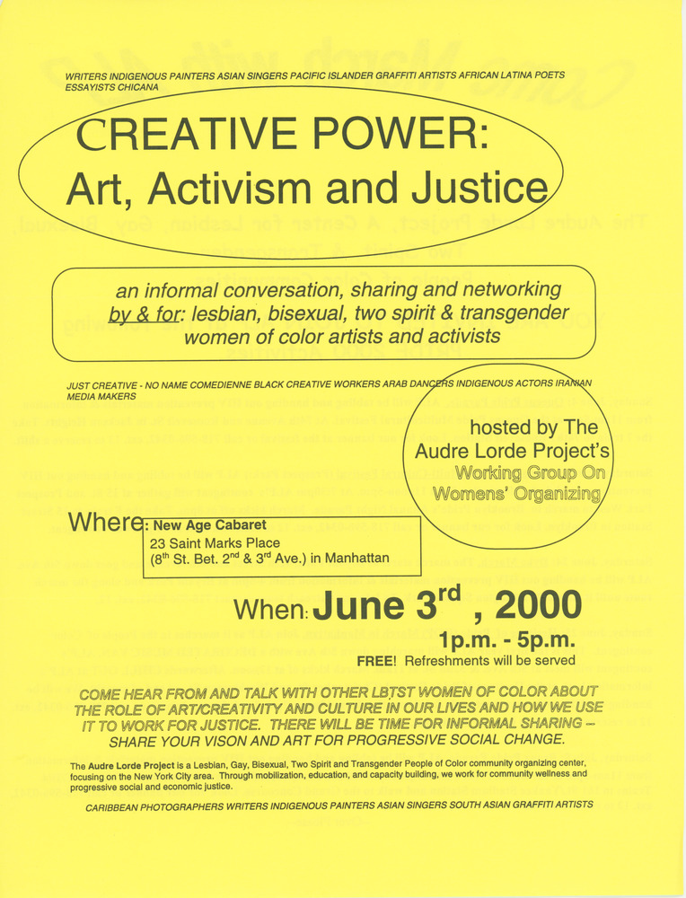 Download the full-sized PDF of Leaflet About Pride and Creative Power Events, 2000