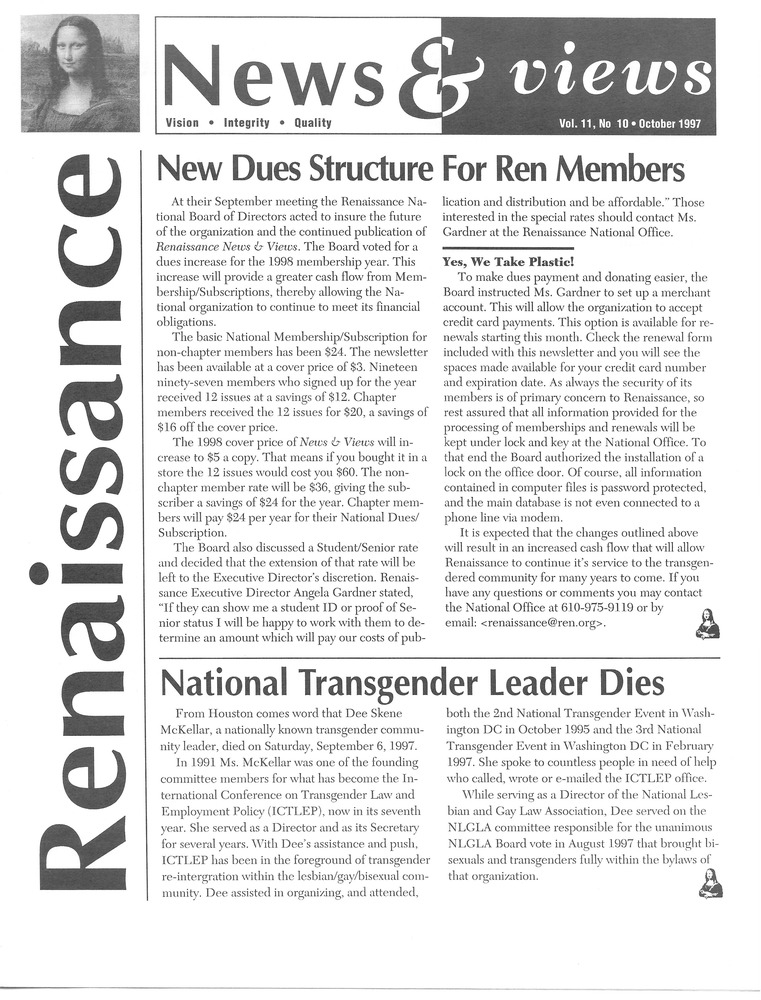 Download the full-sized PDF of Renaissance News & Views Vol. 11, No. 10 (October, 1997)