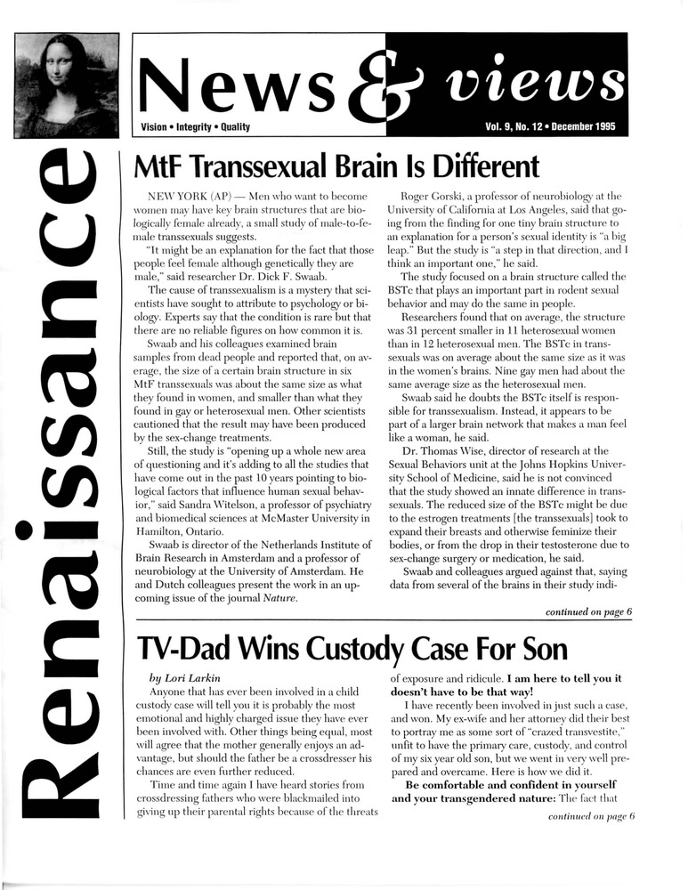Download the full-sized PDF of Renaissance News & Views, Vol. 9 No. 12 (December 1995)