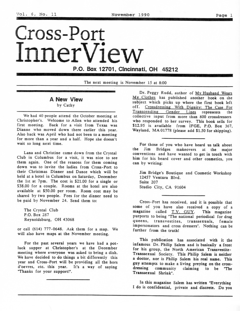 Download the full-sized PDF of Cross-Port InnerView, Vol. 6 No. 11 (November, 1990)