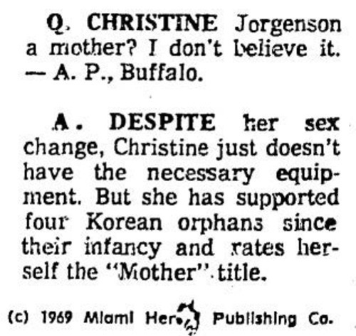 Download the full-sized image of Christine Jorgensen a Mother?