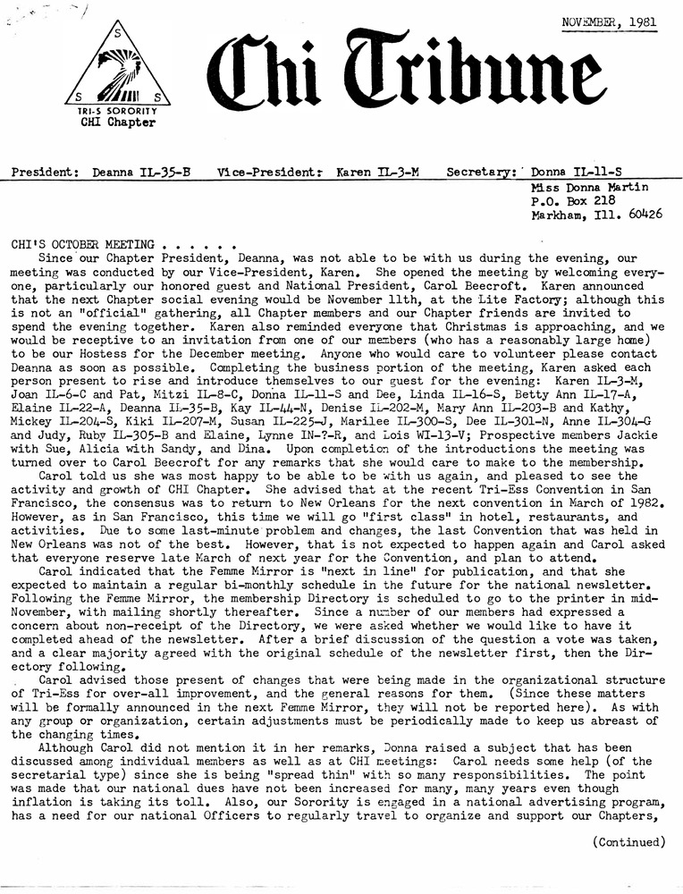 Download the full-sized PDF of Chi Tribune (November, 1981)