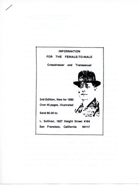 Download the full-sized image of Review of Lou Sullivan's "Information for the Female-to-Male Crossdresser and Transsexual"