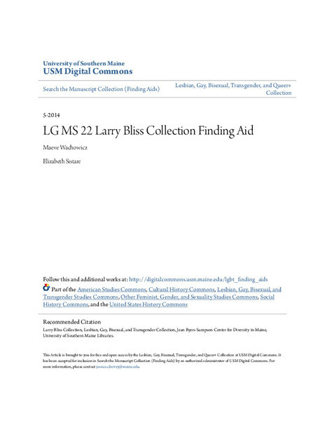 Download the full-sized image of LG MS 22 Larry Bliss Collection Finding Aid