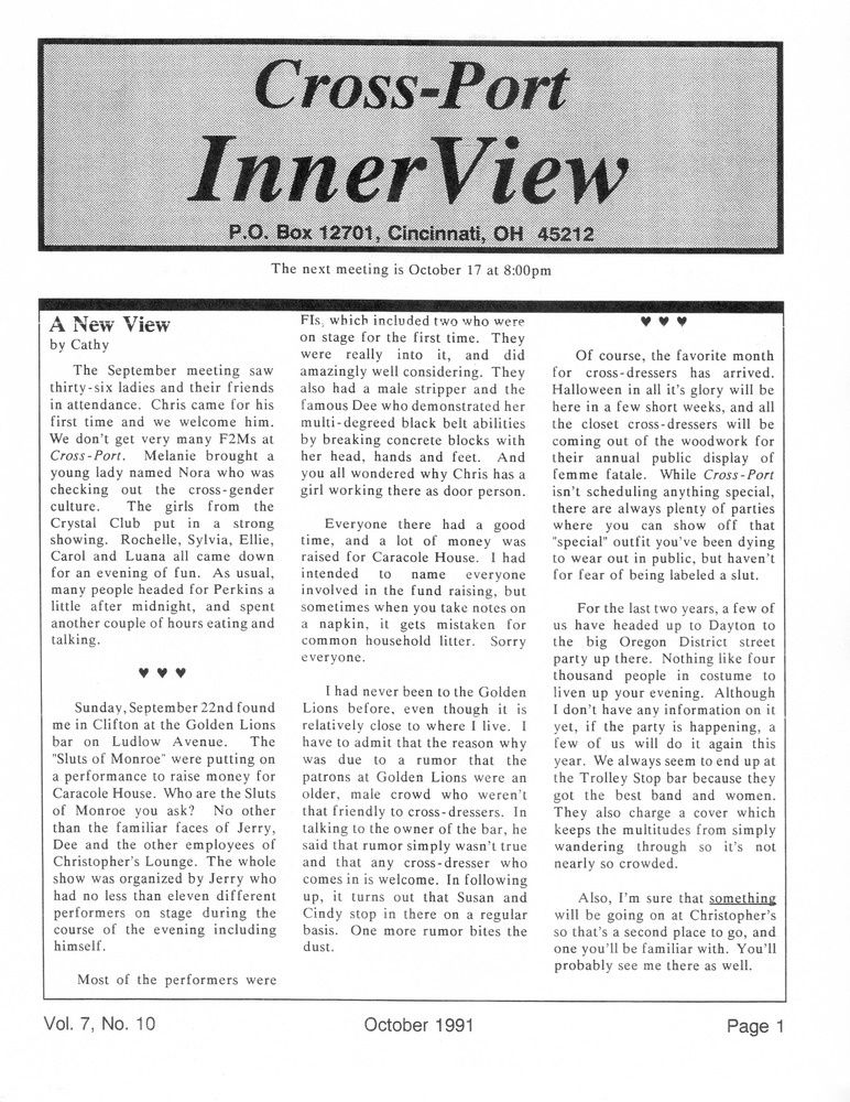 Download the full-sized PDF of Cross-Port InnerView, Vol. 7 No. 10 (October, 1991)