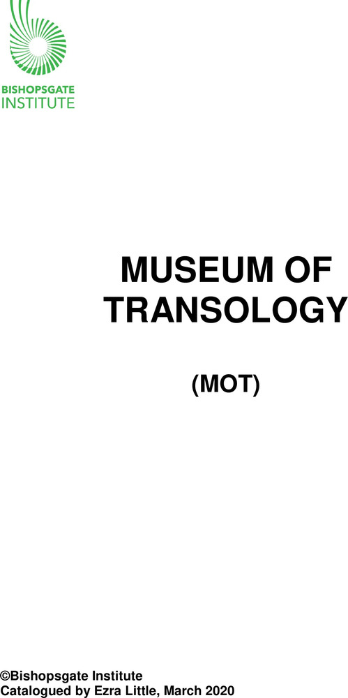 Download the full-sized PDF of Museum of Transology (MOT) Catalogue