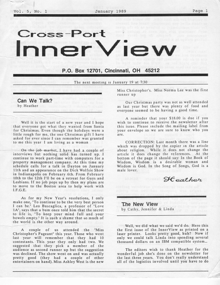 Download the full-sized PDF of Cross-Port InnerView, Vol. 5 No. 1 (January, 1989)