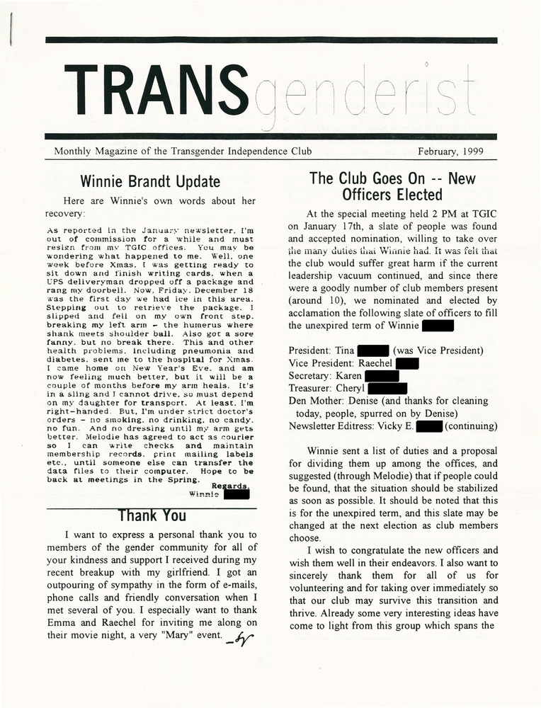 Download the full-sized PDF of The Transgenderist (February, 1999)