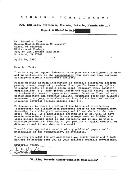 Download the full-sized image of Letter from Rupert Raj to Dr. Edward S. Tank (April 20, 1990)