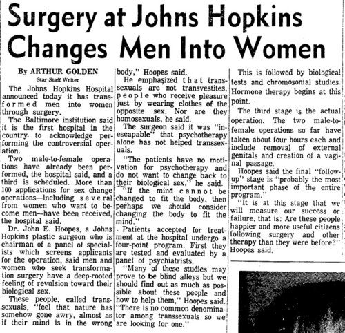 Download the full-sized image of Surgery at John Hopkins Changes Men Into Women