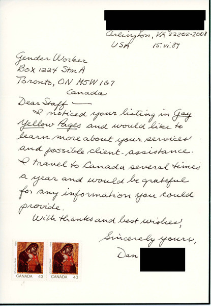 Download the full-sized image of Letter from Dan to Gender Worker (June 15, 1989)