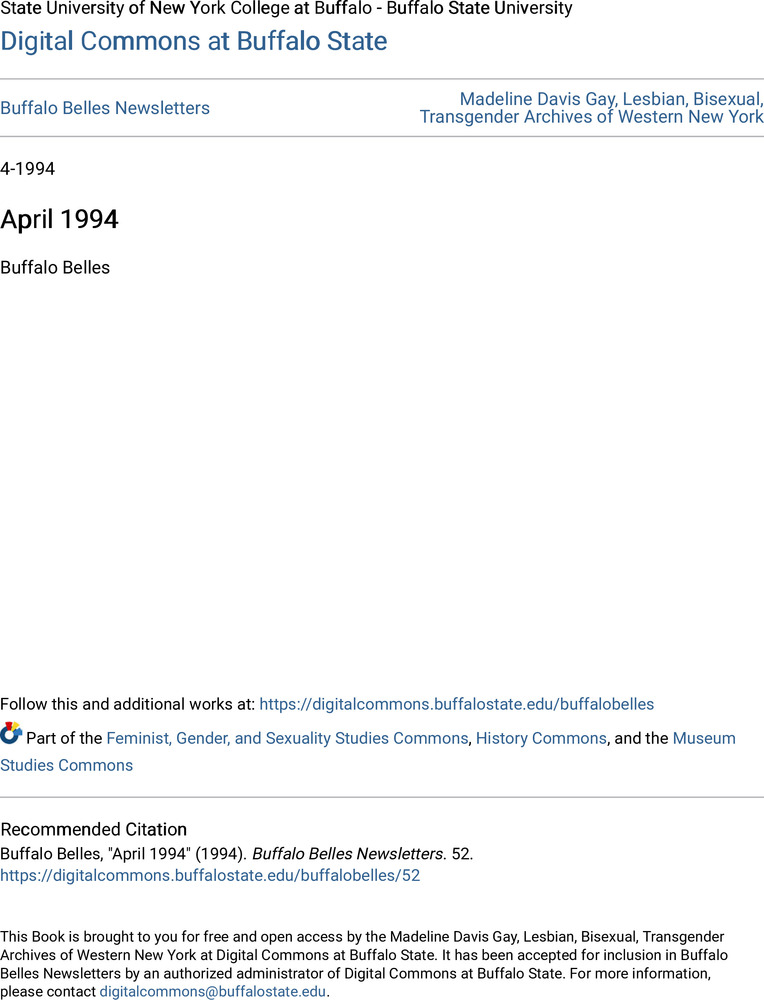 Download the full-sized PDF of Buffalo Belles Vol. 3 No. 4 (April, 1994)