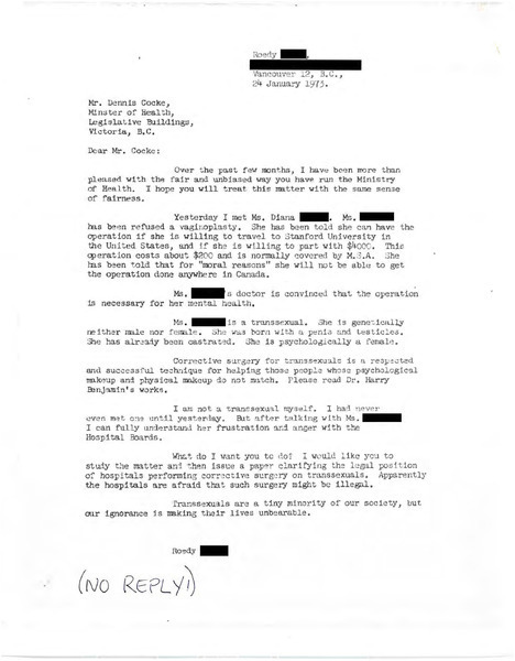 Download the full-sized image of Letter from Roedy [redacted] to Dennis Cocke (January 24, 1973)