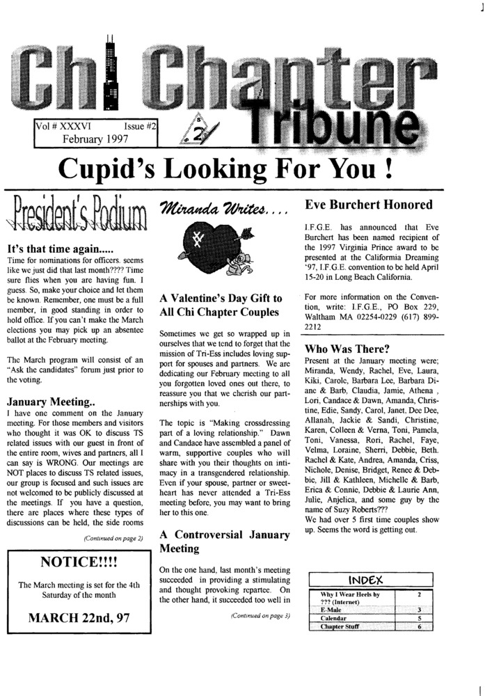 Download the full-sized PDF of Chi Chapter Tribune Vol. 36 Iss. 02 (February, 1997)