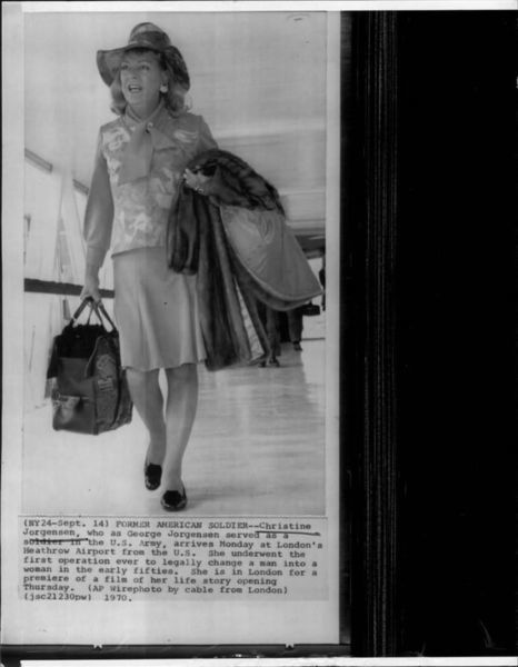 Download the full-sized image of Christine Jorgensen at Heathrow Airport